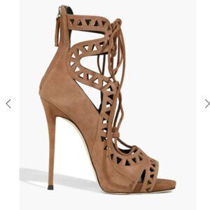 GIUSEPPE ZANOTTI Coline 110 lace-up laser-cut suede sandals
